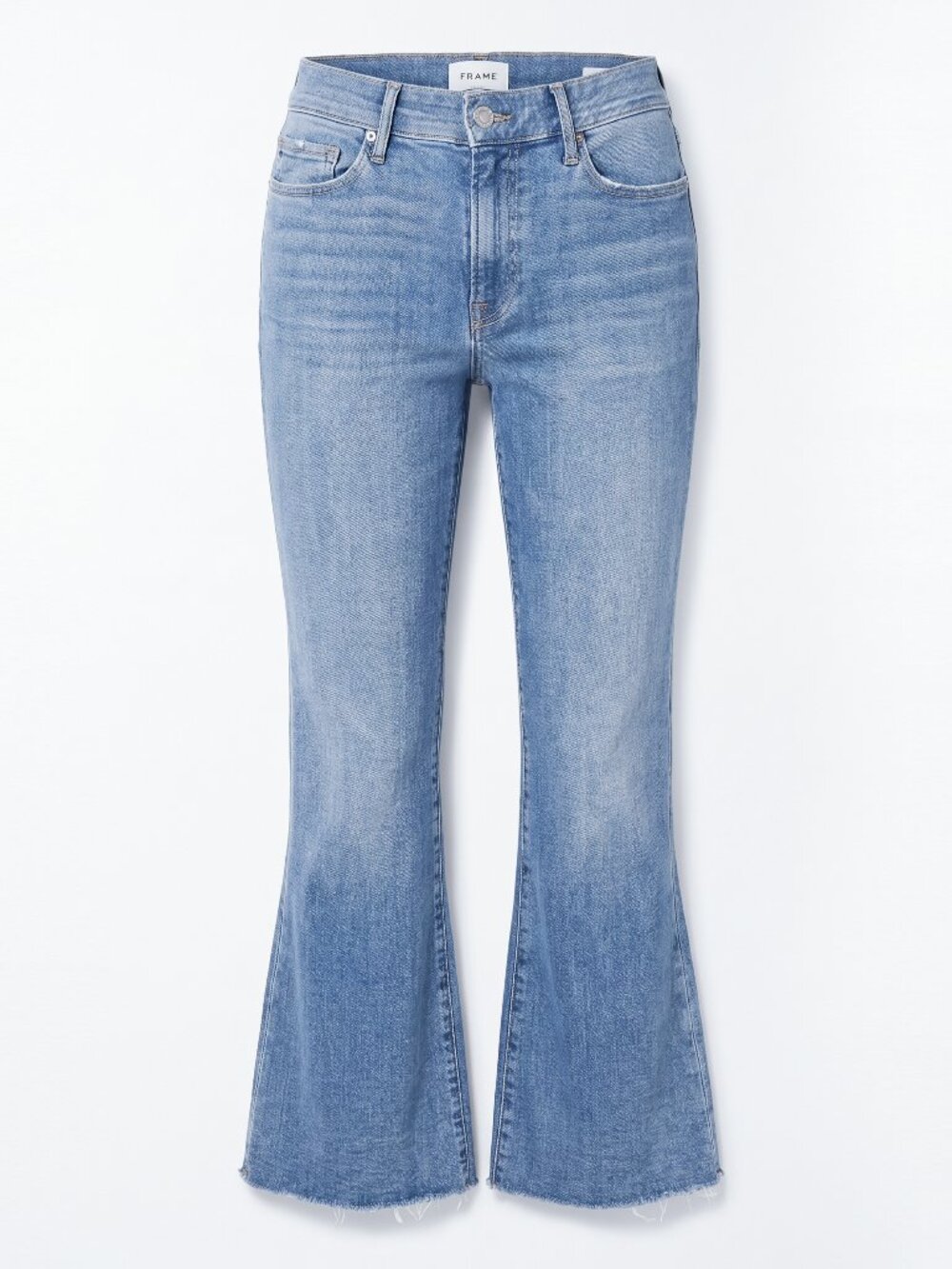 FRAME Le Crop Mini Boot Jeans Raw Hem Flare 28 Morning Blue LCFRA291 - Picture 2 of 14